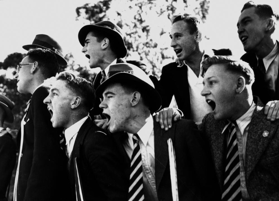 Date: circa 1940 Location: Queensland, Australia Who: boys at a sporting event